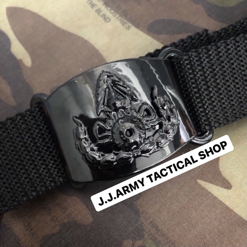 ภาพหน้าปกสินค้าหัวเข็มขัดทบ. + สายเข็มขัดติดตีนตุ๊กแกสีดำ จากร้าน j.j.army บน Shopee