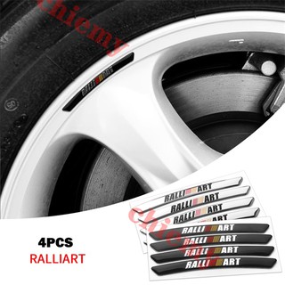 4 ชิ้น / ล็อต Mitsubishi Ralliart โลโก้อลูมิเนียมล้อยางสติกเกอร์ตกแต่งป้ายสัญลักษณ์