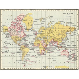 โปสเตอร์ผ้าไหม ลายแผนที่จักรวรรดิอังกฤษ สําหรับตกแต่งผนังบ้าน 1907