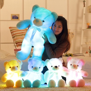 ตุ๊กตาหมีเท็ดดี้ มีไฟ LED เรืองแสง ขนาด 50 ซม. หลากสีสัน ของเล่นฮาโลวีน