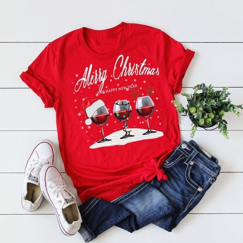 พร้อมส่ง-2021-unisex-christmas-shirt-merry-christmas-and-happy-new-year-short-sleeve-xmas-t-shirt