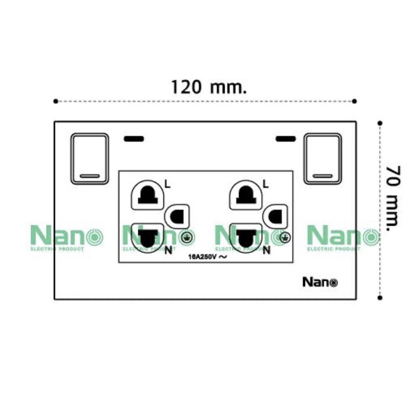 nano-ชุดเต้ารับคู่มีกราวน์-ปลั๊กกราวน์คู่-ม่านนิรภัย-สวิตซ์ควบคุมแบบมีไฟ-sc-sw2p6-สีขาว-สีดำ