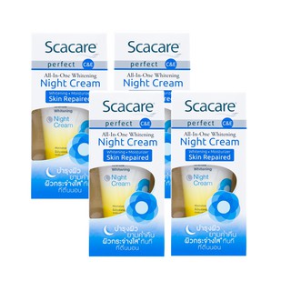 Scacare สกาแคร์ เพอร์เฟ็คท์ ไวท์เทนนิ่ง ไนท์ครีม 30 กรัม 4 กล่อง (ครีมบำรุงผิวหน้ากลางคืน, Night Cream)