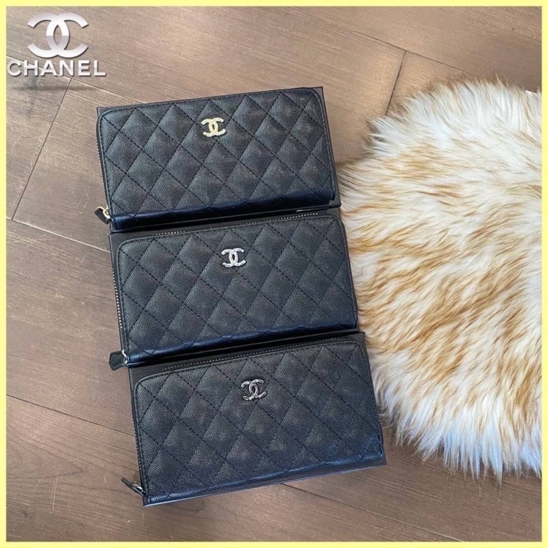 กระเป๋าสตางค์ใบยาวชาแนล-chanel-wallet-หนังคาเวียร์