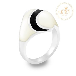 555jewelry แหวนดีไซน์สวยงาม รุ่น MNC-R093-D  (Steel/Ivory Epoxy)[R54]