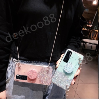 เคสโทรศัพท์มือถือ TPU นิ่ม แบบใส ลายดาวอวกาศ พร้อมสายคล้องโซ่โลหะ สําหรับ VIVO V20 SE V20 Pro V20SE