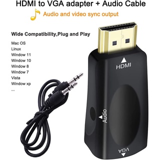 Dtech อะแดปเตอร์ HDMI เป็น VGA พร้อมพอร์ตเสียง 3.5 มม. สําหรับจอคอมพิวเตอร์ PC TV 1080P HD วิดีโอ (อินพุต HDMI ตัวผู้ เอาต์พุต VGA ตัวเมีย)