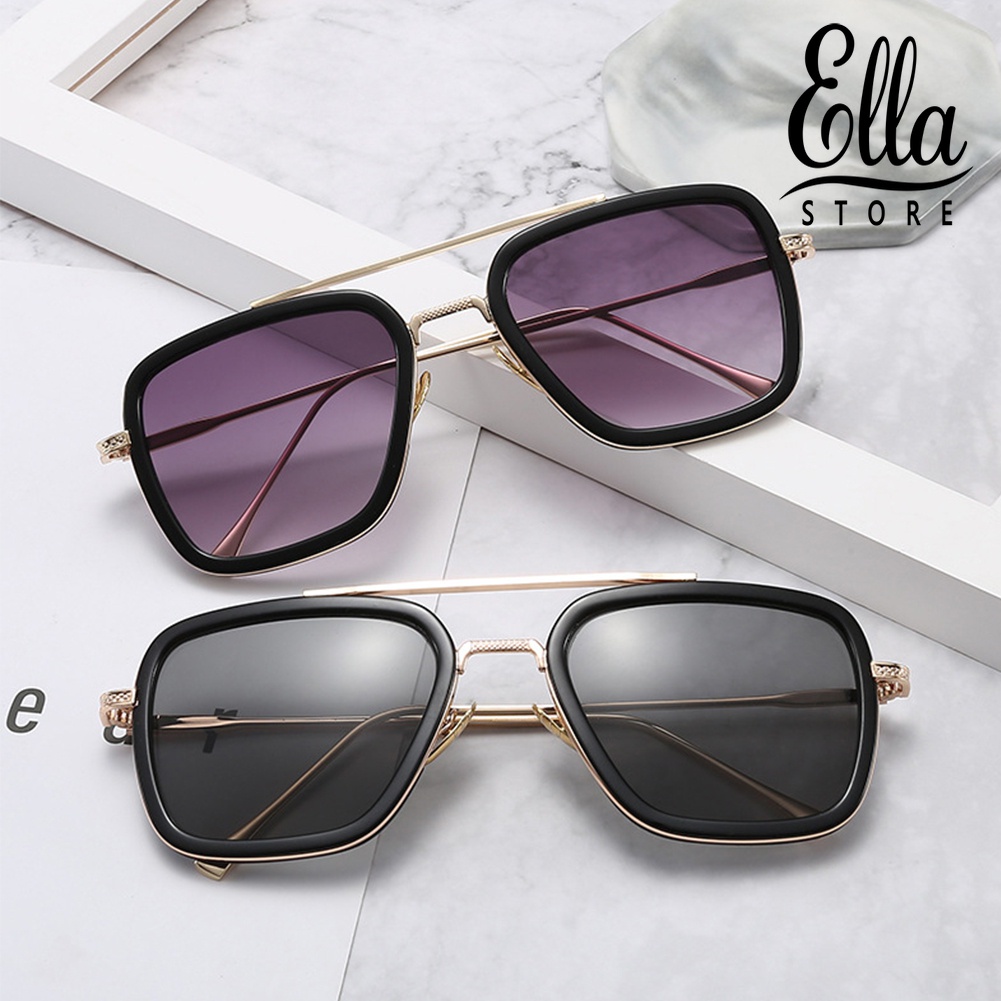 ellastore123-แว่นตากันแดด-เลนส์สี่เหลี่ยม-ป้องกันดวงตา-สําหรับ-unisex