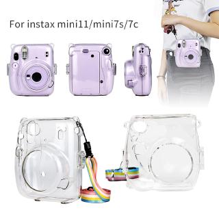 ภาพขนาดย่อของสินค้าเคสกล้อง สีใส พร้อมสายสะพายไหล่ สําหรับ fujifilm instax mini 7s 7c 11 Mini8 8+ 9 instax 25 26