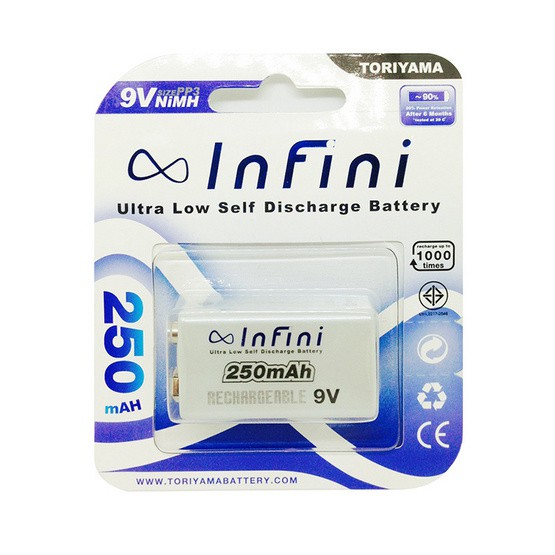 Toriyama infini rechargable battery ถ่านชาร์จ 9V 250mah | Shopee Thailand