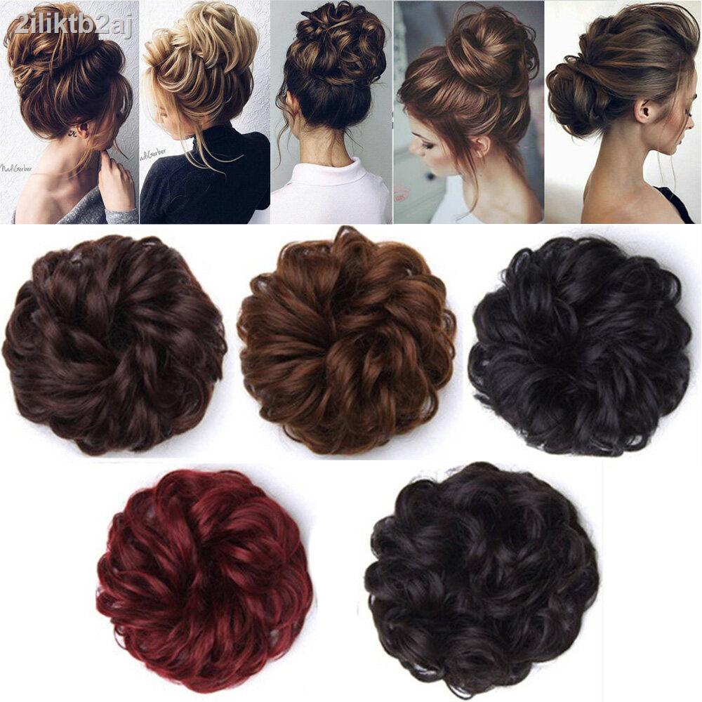 brown-black-rubber-band-drawstring-curly-hairpieces-elastic-band-curly-chignon-synthetic-hair-messy-hair-donut-bun