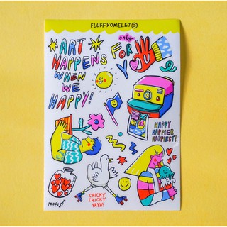 FLUFFY OMELET- ART HAPPENS Sticker size A6