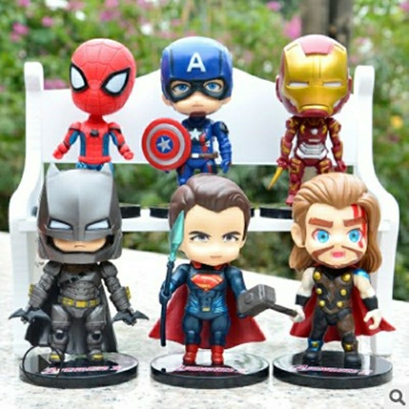 พร้อมส่ง-ฟิกเกอร์ฮีโร่-โมเดลฮีโร่มาเวล-marvel-ชุด-6-ตัว-พร้อมฐานยืน