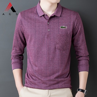 ใหม่ เสื้อยืดโปโล แขนยาว ลายสก๊อต มีกระเป๋าจริง คุณภาพสูง ลําลอง สไตล์ธุรกิจ ฤดูร้อน สําหรับผู้ชาย