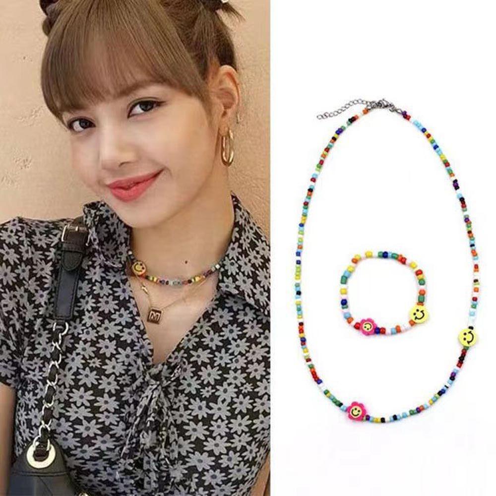 expen-สร้อยคอโชคเกอร์-ประดับลูกปัด-รูปหน้ายิ้ม-สไตล์วินเทจ-สําหรับผู้หญิง