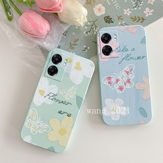 Phone Case เคส OPPO A77 5G A96 A76 4G Oil Painting Butterfly Flowers Softcase All-inclusive Lens Protect Silicone Soft Case Back Cover เคสโทรศัพท์