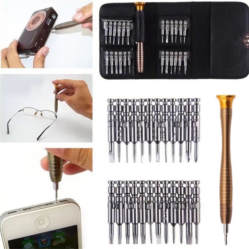 พร้อมส่ง-25-in-1-ชุดไขควง-ซ่อมซ่อมเอนกประสงค์-ซ่อมโทรศัพท์มือถือ-ซ่อมนาฬิกา-แบบพกพา-กล่องเก็บของ