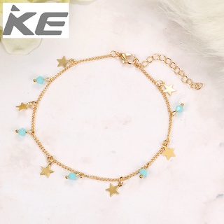 Pentagram Aqua Blue Bead Tassel Anklet Womens Shiny Anklet for girls for women low price