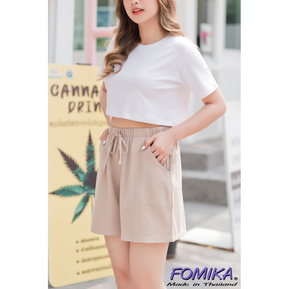 ภาพสินค้าFOMIKA​ 1 กางเกงขาสั้นลินิน กางเกงขาสั้นผู้หญิง กางเกงขาสั้นผ้าฝ้าย จากร้าน fnshop_official บน Shopee ภาพที่ 2