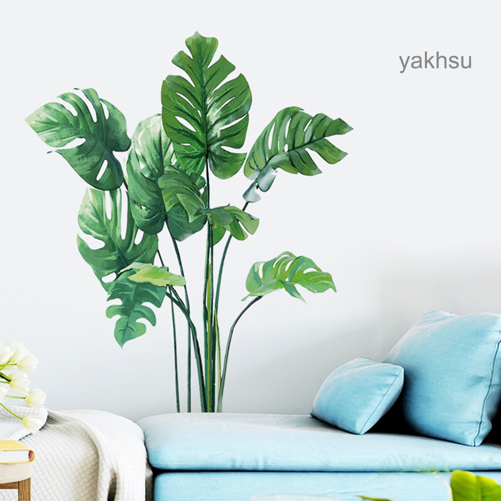 hy-qt-สติกเกอร์ติดผนัง-ลายพืชเมืองร้อน-ใบไม้-ลอกออกได้-สําหรับตกแต่งบ้าน-ห้องนั่งเล่น