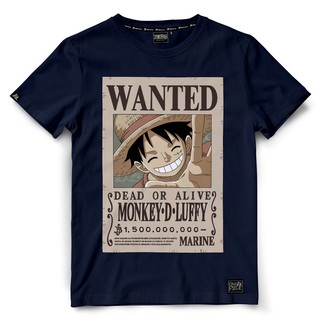 เสื้อยืดวันพีช One piece 1241-NV / LUFFY-WANTED สีกรม