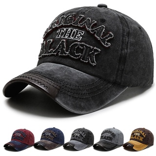 05C7 หมวกแก๊ปเบสบอล ปีกโค้ง ปักลาย Original The Black สียีนส์สวยหรู classic