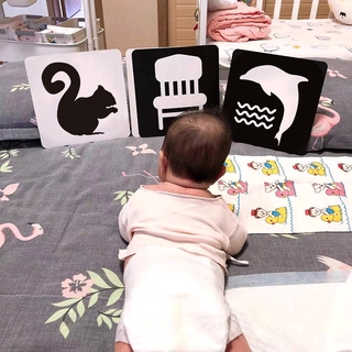 การ์ดของเล่น รูปสัตว์มอนเตสซอรี่ มีสีดํา และสีขาว เสริมการเรียนรู้เด็ก 0-36 เดือน