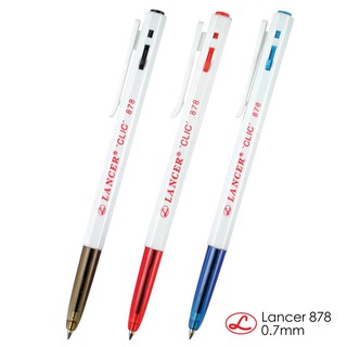 ปากกาลูกลื่น แลนเซอร์ คลิ๊ก 878 LANCER CLIC 878 หัว0.7 มม. แบบกด ใช้ดี ใช้ทน เขียนลื่น คุณภาพดี