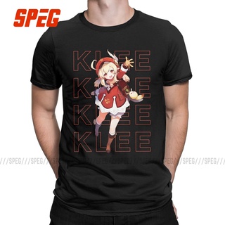 เสื้อยืดแขนสั้น คอกลม ผ้าฝ้าย พิมพ์ลาย Genshin Impact Klee สําหรับผู้ชาย 2022