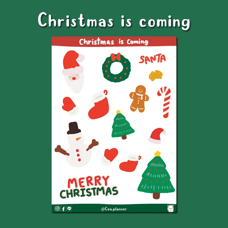 Cea | sticker | Christmas is coming สติกเกอร์ไดคัท กันน้ำ A6 คริสมาสต์ ...