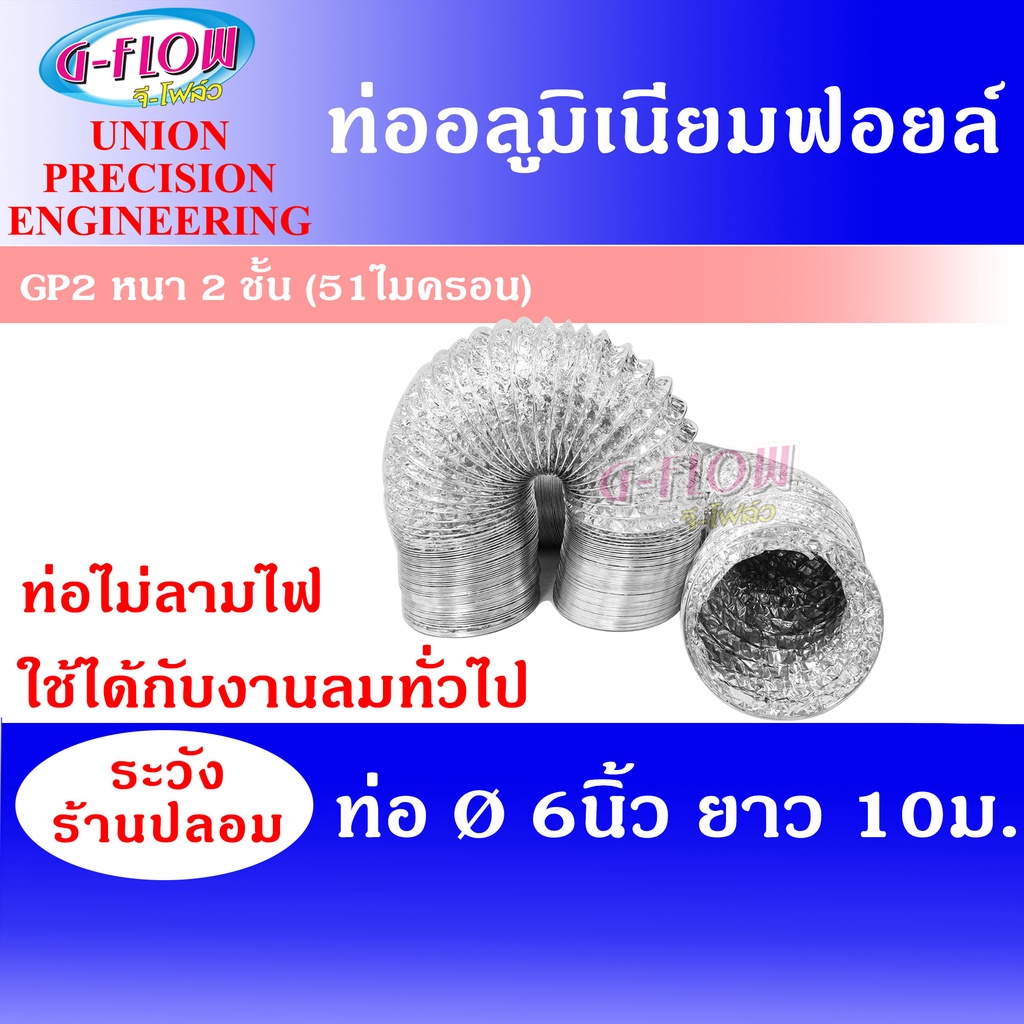 ราคาและรีวิวGFLOW ท่อลมระบายอากาศ ท่อลมอลูมิเนียม ท่อลมแอร์เคลื่อนที่  6" ยาว 10 เมตร (Foil)