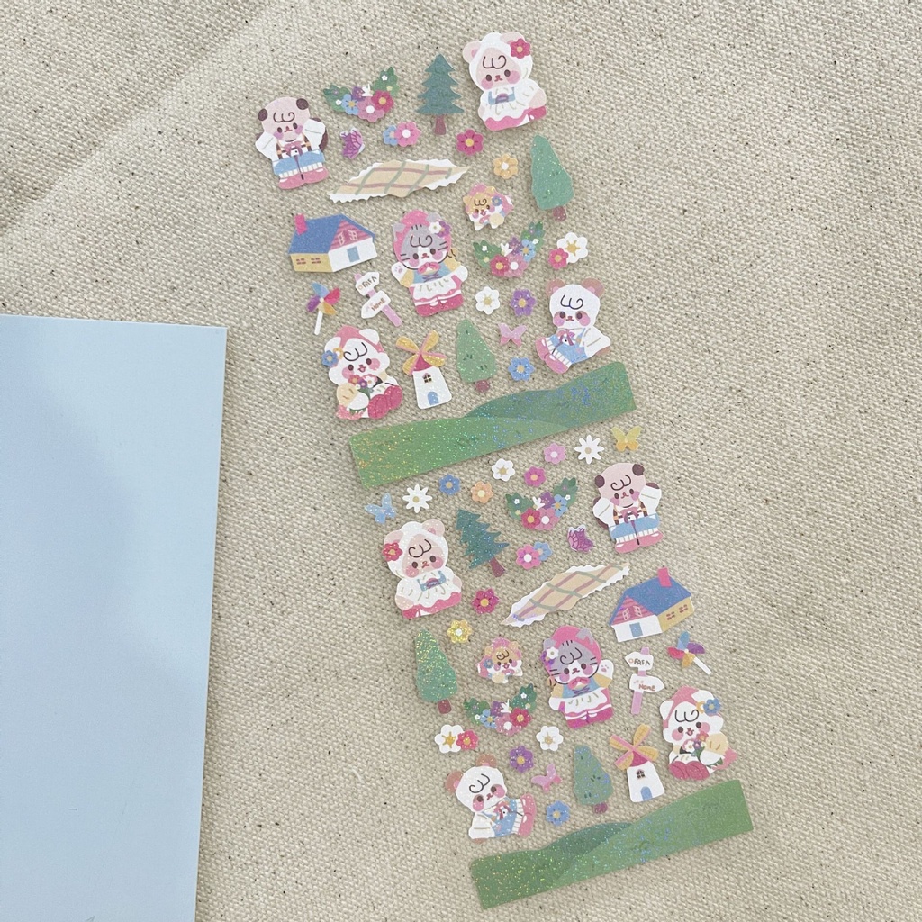 galicici-stickers-เกาหลีใต้อินสติกเกอร์-การ์ตูนหมีโฮโลแกรมสติกเกอร์-สติกเกอร์ตกแต่ง-วัสดุdiy