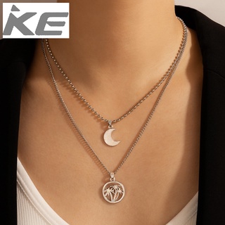 Moon Necklace Coconut Beach Love Silver MultiLong Autumn Sweater Chain for girls for women low