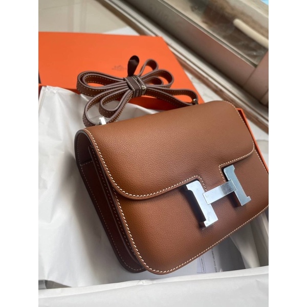 กระเป๋าแบรนด์เนมกระเป๋าสะพาย-hermes-constance-18-evercolor-leather-สี-gold-phw-หนัง-ever-color