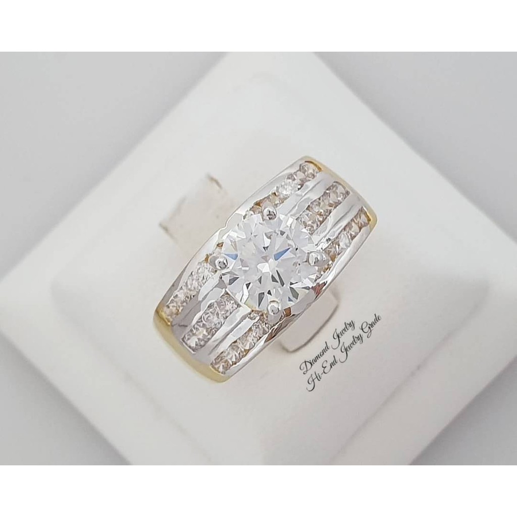 diamond-ring-แหวนเพชร-cz-แท้-ดีไซน์สวยหรู-ประดับเพชรเม็ดกลางขนาด-1-25-กะรัต-เพชรบ่าข้างขนาด-2-ตังขนาดกำลังสวย