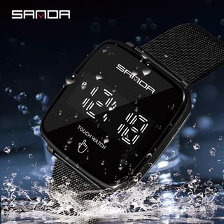 Sanda นาฬิกาข้อมือดิจิทัล หน้าจอสัมผัส กันน้ํา แฟชั่นสําหรับผู้ชาย