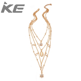 Jewelry popular diamond star water drop alloy shell multi-necklace for girls for women low pri