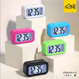 เช็ครีวิวสินค้านาฬิกา ปลุกตั้งโต๊ะ นาฬิกาดิจิตอล แสดงวันที่ เดือน อุณหภูมิ จอ LED ดูเวลาตอนกลางคืนได้ นาฬิกาเรืองแสง / HomeUP