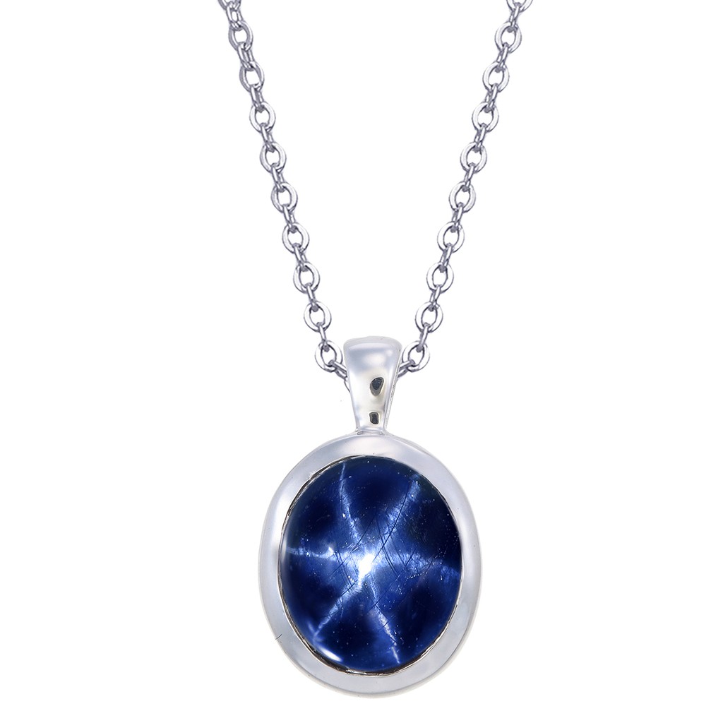 จี้พลอยไพลินสตาร์-พร้อมสร้อย-เงินแท้-92-5-ชุบโรเดียม-pendent-star-sapphire-amp-necklace-silver-92-5-rhodium-plating