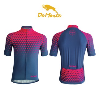 DeMonte Cycling เสื้อจักรยานผู้ชาย ลายสามเหลี่ยม เนื้อผ้า Microflex ระบายอากาศดีมาก