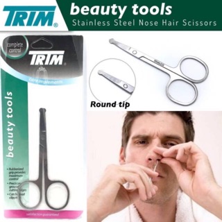 Trim Nose Hair Scissors กรรไกรตัดขนจมูก ปลายกลมกันบาด สแตนเลส (ตัดขนจมูก-ปลายมน)