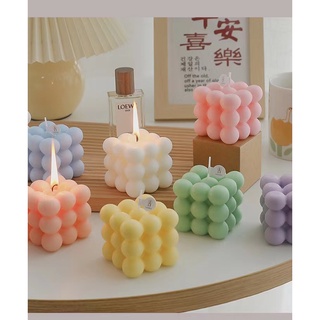 เทียนลูกบาศก์ มินิมอล สไตล์เกาหลี6×6 เทียนตกแต่ง  0106