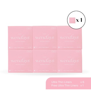 แผ่นอนามัย ยี่ห้อ Wendays ขนาด : 15 ซม./1 กล่อง 20 ชิ้น ( 6 แถม 1 กล่อง)