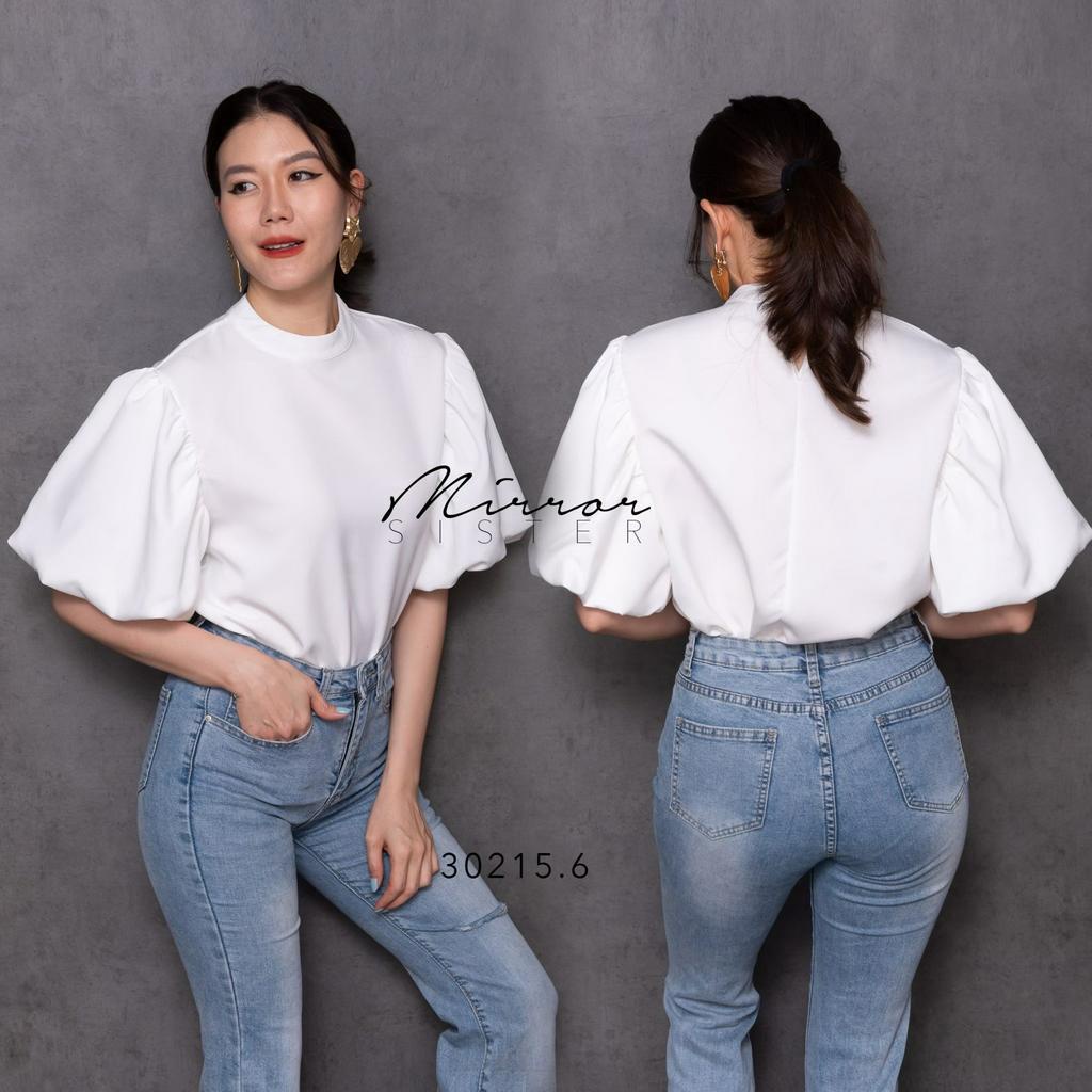 ป้าย-mirrorsister-30215-6-เสื้อแขนพอง-ทรงน่ารัก-ใส่ได้บ่อยทุกโอกาส-ใส่ทำงานก็ดูดี