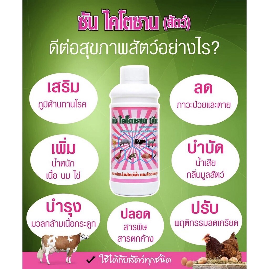 ซันไคโตซานสำหรับสัตว์-ขนาด1ลิตร-สร้างภูมิ-แข็งแรง-โตเร็ว-เนื้อแน่น-น้ำหนักดีใช้ได้กับสัตว์บก-สัตว์น้ำ-สัตว์ปีกทุกชนิด