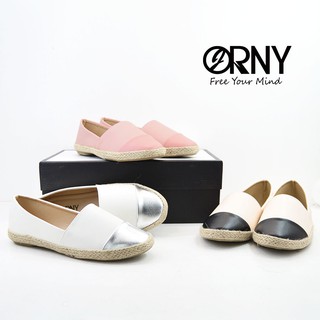 ORNY(ออร์นี่) x Espadrilles หนังนิ่มมาก พื้นยาง ใส่สบาย (ลด 1 ไซส์จากปกติ) AF45