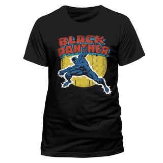 เสื้อยืดโอเวอร์ไซส์ใหม่ เสื้อยืดลําลอง แขนสั้น คอกลม พิมพ์ลายการ์ตูนมาร์เวล Black PantherS-3XL