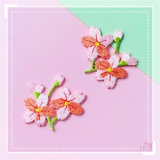 ♥ แผ่นแพทช์เหล็ก ลายซากุระหวาน ♥ แผ่นแพทช์ ปักลายดอกไม้ DIY สําหรับตกแต่งเสื้อผ้า 1 ชิ้น