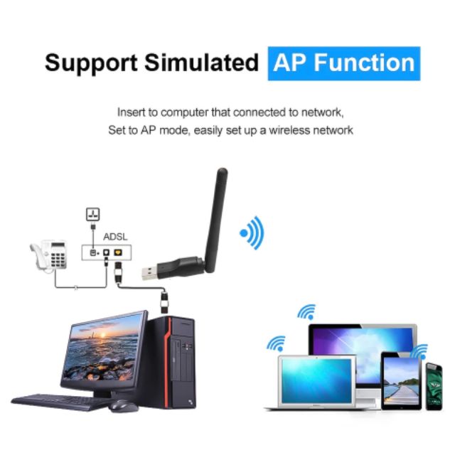 ใหม่-wifi-usb-อะแดปเตอร์-mt7601-150mbps-usb-2-0-wifi-การ์ดเครือข่ายไร้สาย-802-11-b-g-n-lan-อะแดปเตอร์เสาอากาศหมุนได้