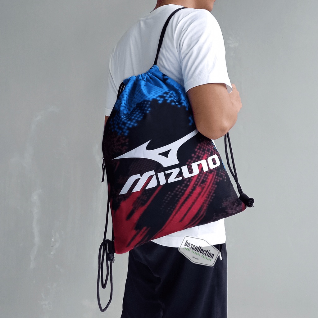 mizuno-กระเป๋ากีฬา-กระเป๋าหูรูด-สีแดง-สีฟ้า